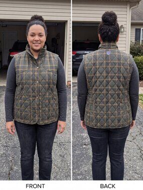 Eddie Bauer Sport Shop Women 2XL Quilted Vest Plaid Field Jacket Gorpcore Tweed